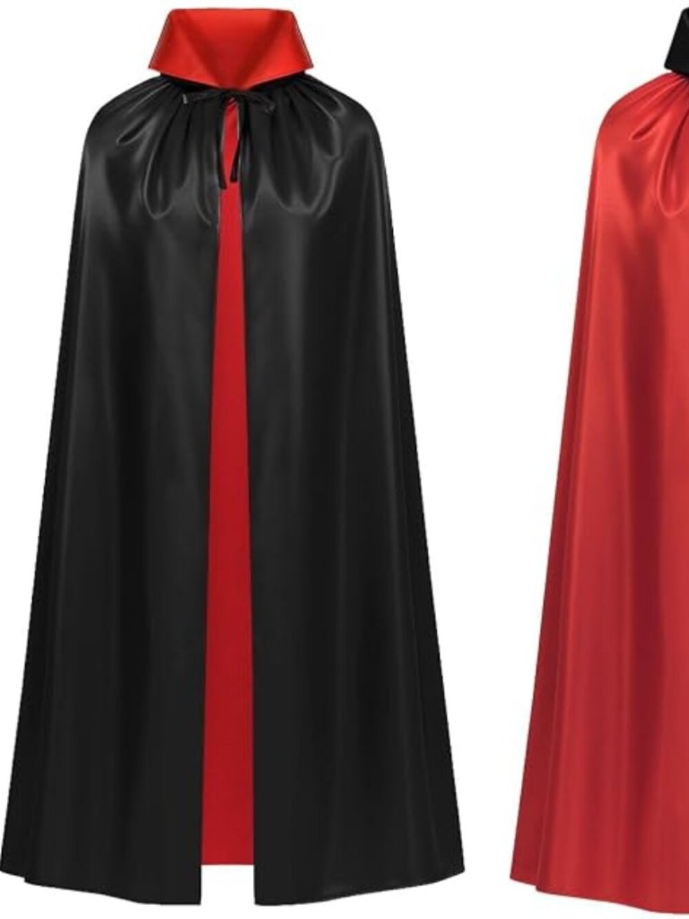 Reversible Vampire Cape for Adults Hooded Cloak with Stand Collar Halloween